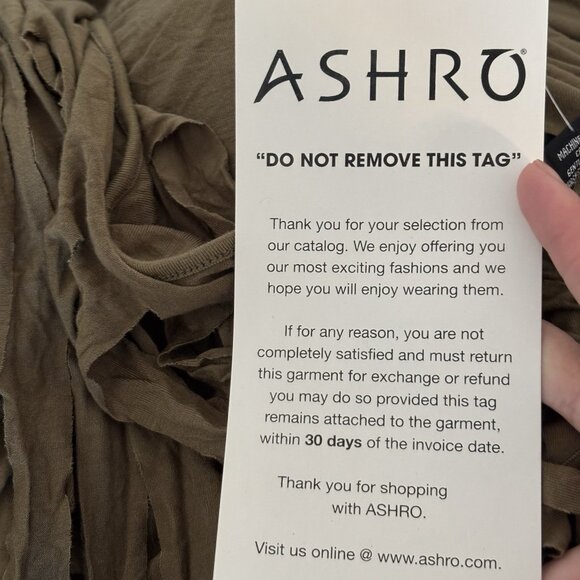 Ashro Open Front Cardigan Vest ONE SIZE MISSY Olive Green Slashed Boho NWT - Picture 3 of 12